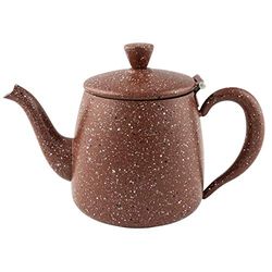 Café Olé Théière de première qualité en acier inoxydable avec une boule à thé intégrée – fini granit rouge, 48oz PT-048RG