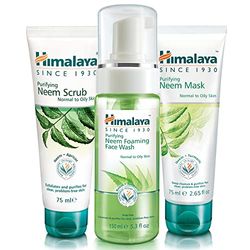 Himalaya Neem Face Wash Foam, Scrub and Mask - Solución natural sin jabón para los hombres y las mujeres - Ayuda a minimizar, controlar y prevenir el acné - Set de 3 (Total Acne Solution Set-Foam)