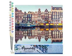 Figured'Art Peinture par Numéro Adulte Amsterdam - Activité Manuelle Kit de Loisir Créatif DIY Numéro d'Art Complet - 40x50cm sans châssis en bois