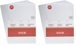 Brunnen - Fogli per raccoglitore ad anelli, formato A5, 70 g/mq, a quadretti, 100 fogli, bianco (Confezione da 2)