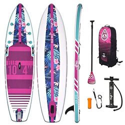 Skiffo Sup Stand Up Paddle Opblaasbare Elle 10'4 PB-SXX104C - Dropstitch-Pack peddel, Leash, pomp en transporttas, tot 120 kg - 236 l - 315 x 79 x 13 cm, voor dames, roze
