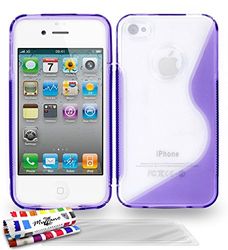 Ultraplatte zachte beschermhoes APPLE IPHONE 4S [Le S Hybrid] [lila] van MUZZANO + 3 screen protectors UltraClear + stift en microvezeldoek MUZZANO® GRATIS - De ultieme elegante en duurzame beschermhoes voor uw APPLE IPHONE 4S
