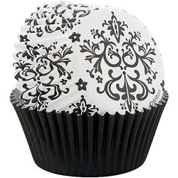 Wilton Damast wit en zwart papieren cupcakevellen, 75 stuks