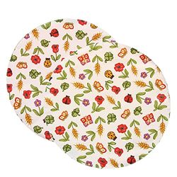 THUN, Set di 2 Sottopiatti in 100% Cotone Ricamato, Linea Estate Fantastica, Ø 40 cm