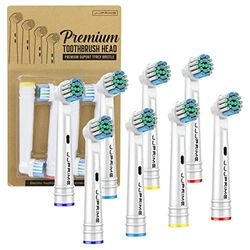 JJ PRIME - Têtes brosse à dents électriques professionnelles compatibles avec Oral B, paquet 8 têtes brosse de rechange Recharge têtes brosse nettoyantes précision pour brosse à dents électrique