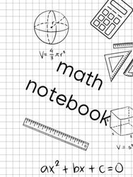 Math notebook 1/2 Inch Squares: math notebook large 8.5 x 11 1/2 Inch Squares