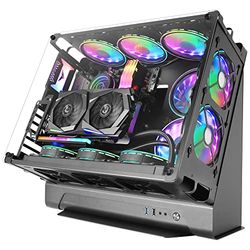 Mars Gaming MCB, Caja Gaming Custom Premium con Formato Frontal, hasta 10 Ventiladores, Doble Cámara Modular, Soporte Refrigeración Líquida, Cristal Templado, Negro