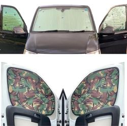 Window Blind Kit Compatible With Peugeot Rifter (Years 2018-Date) (Front Set) With Backing Colour in Camo, Reversible