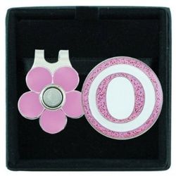 Surprizeshop Women Sparkly Initial O Golf Visor Clip Set - Pink