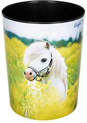 Läufer 26662 Prullenbak paard in koolzaadveld, 13 liter prullenbak, perfect voor de kinderkamer, rond, stabiele kunststof, afvalemmer voor kinderen