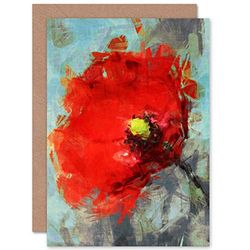Fine Art Prints Bright Poppy Sketch Painting Greeting Card With Envelope Inside Premium Quality, 17.5 x 12.5 cm