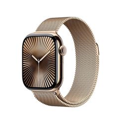 Apple Watch Series 10 GPS + Cellular 42 mm Smartwatch con cassa in titanio color Oro e cinturino Sport Loop Oro. Fitness tracker, app ECG, display Retina always-on, Carbon Neutral