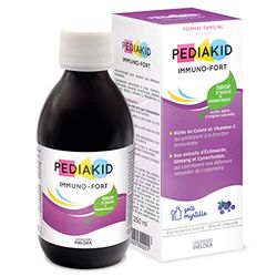 PEDIAKID - Complément Alimentaire Naturel Pediakid Immuno-Fort - Formule Exclusive au Sirop d'Agave - Aide à Soutenir les Défenses Naturelles de l'Organisme - Goût Myrtille