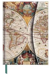 N NEUMANNVERLAGE - Antique Maps 2025 Diary - 16 x 22 cm - Agenda de poche avec fermeture magnétique et ruban marque-page - Poche pour cartes de visite, calendrier annuel et international : Magneto