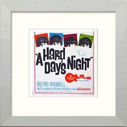 Lumartos, Vintage Poster Vintage Beatles Hard Days Night Poster Contemporary Home Decor Wall Art Print, Matt Silver Frame, 14 x 14 Inches