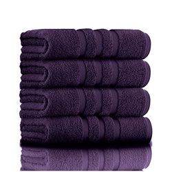 GC GAVENO CAVAILIA Asciugamani da bagno in 100% cotone filato ad anelli, lussuosi fogli di asciugamani Zero Twist da 550 g/m², viola, asciugamano 50 x 80