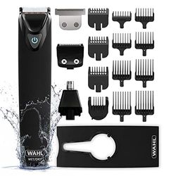 WAHL Multigroomer, Black Stainless Steel, Cordless, Rechargeable, Fully Washable, Close Cutting Blade, 11 in 1, Men’s Beard Trimmer, Detail Trimming, Stubble Trimmer, Body Shaving, Trimmer Kit for Men