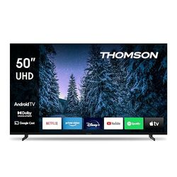 THOMSON 50 Inch (126 cm) 4K Ultra HD Smart Android TV, Google Assistant, Wi-Fi, Dolby Digital, Bluetooth, Triple-Tuner (Kabel/Satelliet/Antenne), HDMI, CI+, A+ Paneel – 50UA5S13