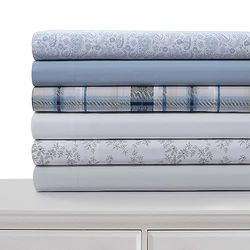 Tribeca Living Set di lenzuola in percalle di cotone per letto king size, con tasca extra profonda, 300 fili, colore: blu