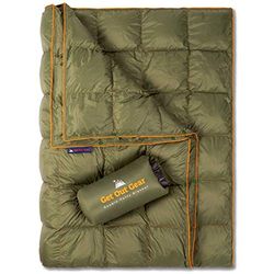 Get Out Gear Couverture de Camping Double Bouffante, compacte, légère et Chaude | Idéale pour l'extérieur, Les Voyages, Le Stade, Les Festivals, la Plage, Le hamac | Couette de Camping résistante à