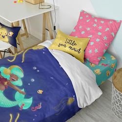 Happy mermaid Juego nórdico 2 piezas 140x200 cm (Cama 80)