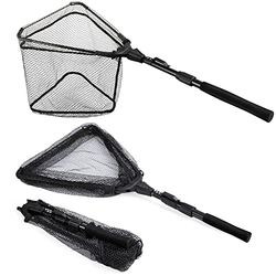 PLUSINNO Visschepnet, opvouwbare telescopische handgreep, duurzaam nylon net, voor het veilig vangen of loslaten van vissen (40,6 cm)