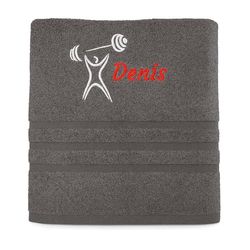 Asciugamano personalizzato con nome Nome sportivo splendidamente ricamato Asciugamano da bagno Asciugamano in cotone 100% personalizzato con nome (140 x 70 cm, Fitness)