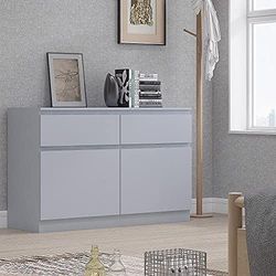 FWStyle Modern Scandinavian Style Sideboard Storage Cabinet, Matt Grey