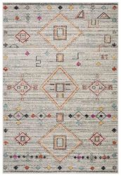 Safavieh Tapis Tribal marocain bohème pour Salon, Salle à Manger, Chambre à Coucher - Collection Adirondack - Poils Courts - Gris Clair et Rouge - 61 x 91 cm