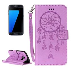 Carcasa de telefono for Galaxy S7 / G930 Crazy Horse Texture Dream Catcher Printing Horizontal Flip Funda de Cuero con Soporte y Ranuras for Tarjetas y Billetera y cordón (Rosa) (Color : Purple)