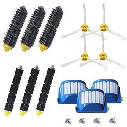 Amyehouse Kit de accesorios de repuesto de cepillos de cerdas y cepillos batidores flexibles y cepillos laterales de 6 brazos y filtros Aero Vac para iRobot Roomba 600 Series 620 630 650 660 piezas de