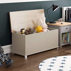 Vida Designs Arlington Boîte à Jouets en Bois avec Couvercle, couvertures et couvertures Gris