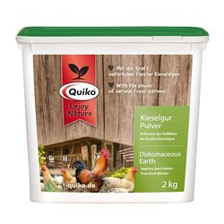 Quiko Tierra de diatomeas en Polvo 2kg - Tierra de diatomeas insecticida para gallinas - Tierra diatomeas Antiácaros - Mejora el Clima en el gallinero