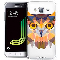 Caseink - fodral för Samsung Galaxy J3 2016 (J320) [Crystal HD Polygon Series Animal - hårt - ultratunt - tryckt i Frankrike] uggla