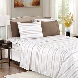 Elegant Comfort Parure de lit 6 pièces, Douce et Confortable, en Microfibre de qualité hôtelière, 600 Fils/cm², Infroissable, Bonnets Profonds, pour lit Queen Size, Motif Floral, Lin Traci