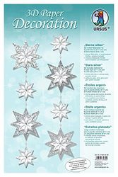 Ursus 21840099-3D papieren decoratie sterren, zilver