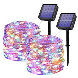 Luces Solares LED Exterior Jardin, 2 Pack Guirnaldas Luces Exterior Solar 240LED 24M Impermeables Cadena de Luces Decoracion para Jardín, Dormitorio, Muebles, Patio, Terraza, Balcón, Fiestas, Bodas