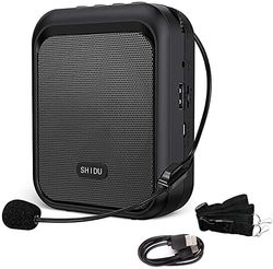 SHIDU Mini-stemversterker Draagbare oplaadbare Bluetooth-luidspreker met bedrade microfoon Headset 10W 1800mAh PA-systeem Ondersteunt MP3-formaat audio voor leraren, zang, coaches, training, gids