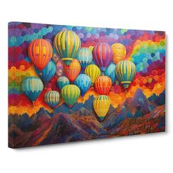 Hot Air Balloon Colour Field Canvas Print for Living Room Bedroom Home Office Décor, Wall Art Picture Ready to Hang, 30x20 Inch (76x50 cm)