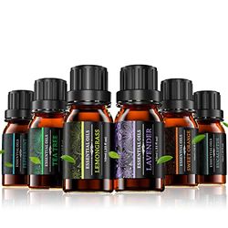 CGZZ 100% Natural Essential Oil, Top 6 Aromatherapy Oils Set,Highest Quality Basic Gift kit,10ML (Lavender,Eucalyptus,Lemon Grass,Orange,Peppermint,Tea Tree), Black