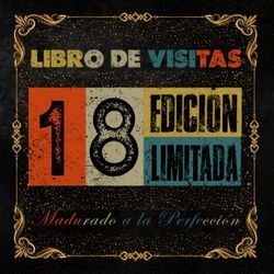 Libro de visitas 18 cumpleaños Retro Vintage: 120 páginas. Tamaño 21 cm x 21 cm.