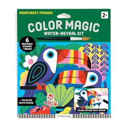 Mudpuppy Rainforest Friends – Color Magic Water Reveal Kit with Illustrations of Rainforest Animals for Children Ages 2 and Up