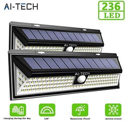 Aitech Luz Solar 118 Led Sensor De Movimiento 270° IluminaciòN 1200Lm Impermeable IP 7 Luz Solar Exterior Jardin sùper Brillante con 3 Modos de iluminaciòn Opcionales *2PZ