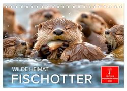 Wilde Heimat - Fischotter (Tischkalender 2025 DIN A5 quer), CALVENDO Monatskalender: Bezaubernde Tiere - verspielt und neugierig.