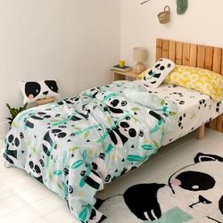 Panda garden blue Juego nórdico 2 piezas 180x220 cm (Cama 105)