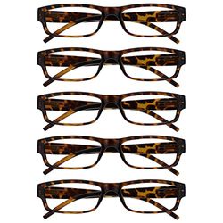 OPULIZE The Reading Glasses Company Brown Tortoiseshell Value 5 Pack Lightweight Mens Womens RRRRR32-2 +1.50