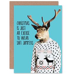 Wee Blue Coo Excuse To Wear Jumpers - Funny Adult Rude Christmas Card