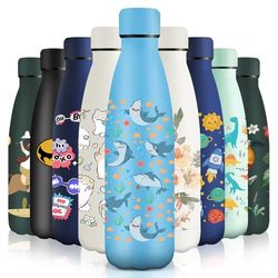 HoneyHolly Stainless Steel Water Bottle, 500 ml, BPA-Free, Thermos Flask, 18/8 Stainless Steel, Children's Water Bottle, Double-Walled Vacuum Insulated, Thermos Flask for School, Outdoor, Camping,