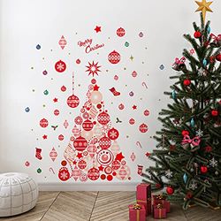 WALPLUS 210x140cm Kerst Combo Decoraties Muurstickers Vrolijk Kerstfeest Rond De Boom Muur Kunst Raam Display Klampt Display Stickers Woonkamer Verkoop Klaring Thuis Woonkamer Slaapkamer DIY Gift