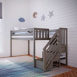 Max & Lily Lit mi-Mezzanine, Pin, Marron/Gris, 90x200